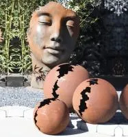 Кортен 3 шара — парк декор (518952) ∅ 950 750 450 мм. Зима 