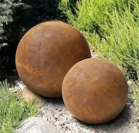 Шары сталь кортен 2 штуки декор (518937) ∅ 1,35 - 0,85 м. Зима